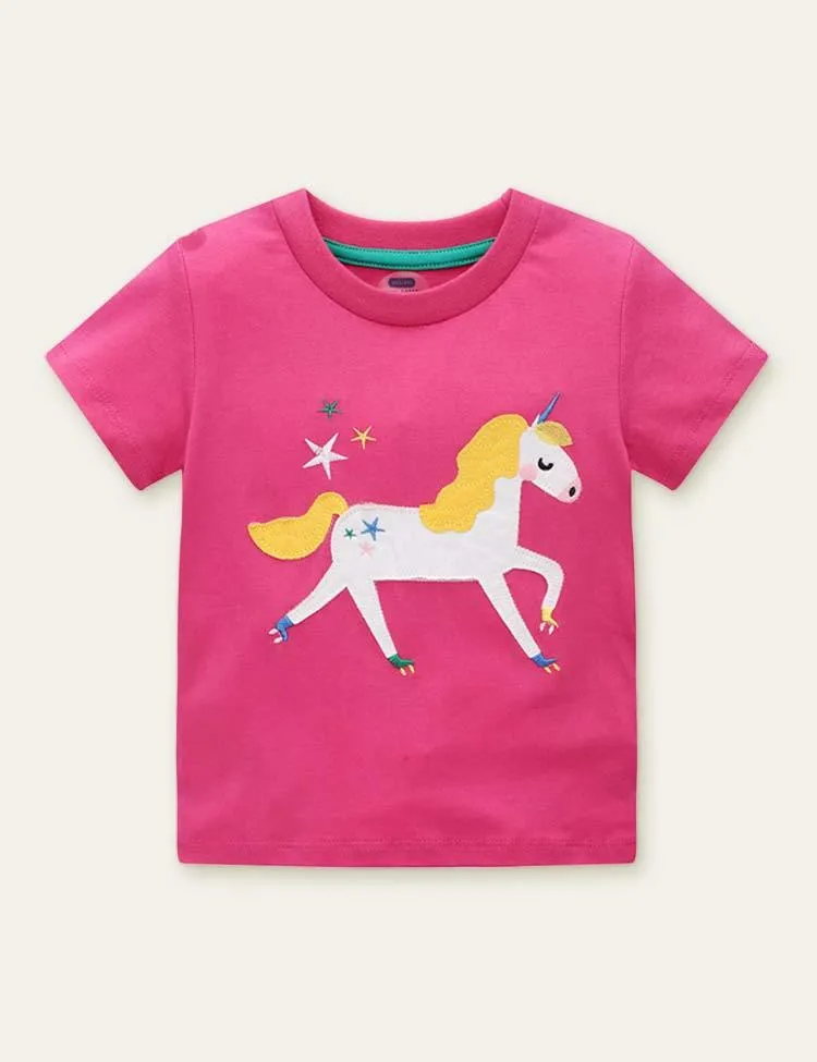 Fish Unicorn Appliqué T-shirt - Image 2