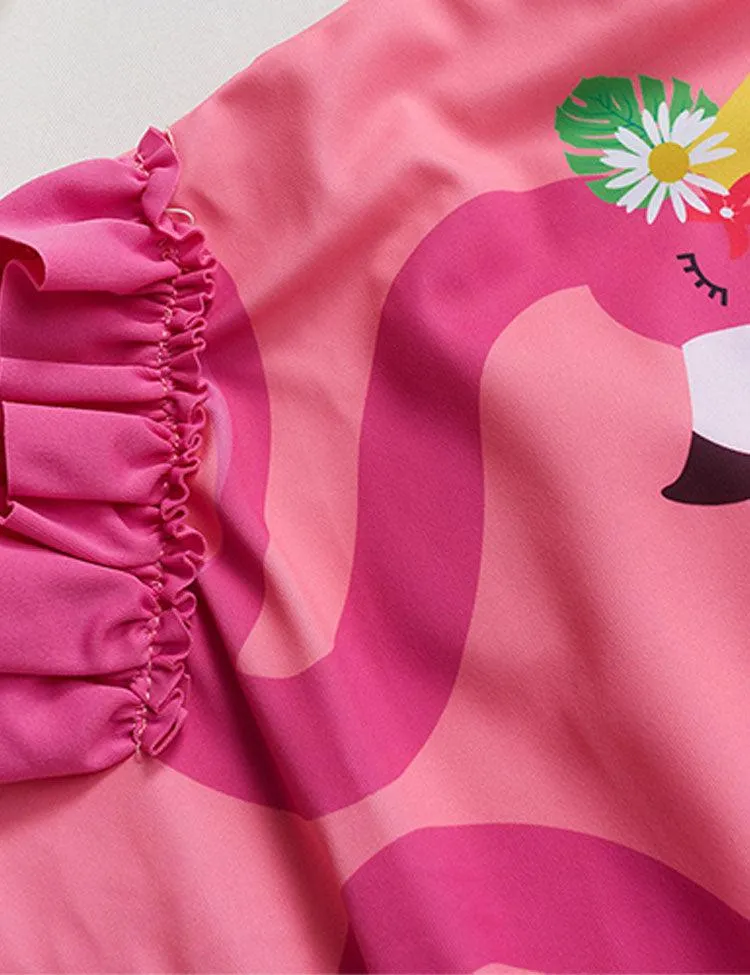 Flamingo Print One-piece Swimsuit - Image 3