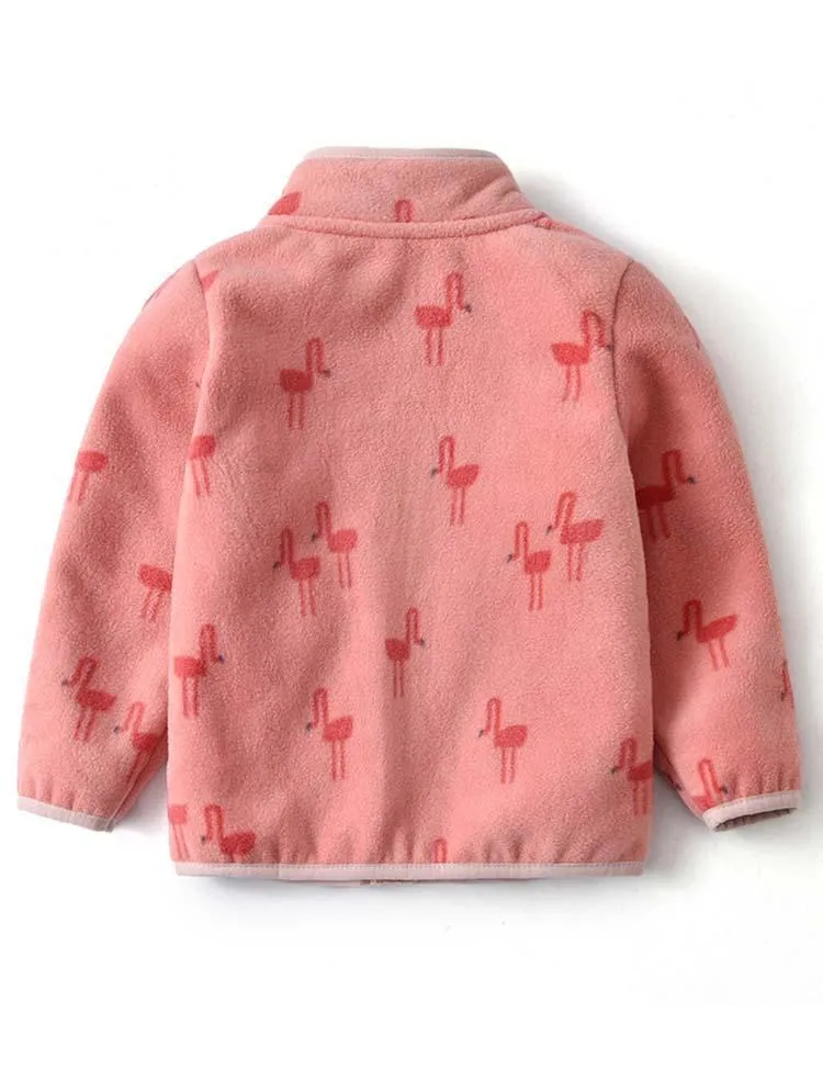 Flamingo Print Polar Fleece Jacket - Image 4