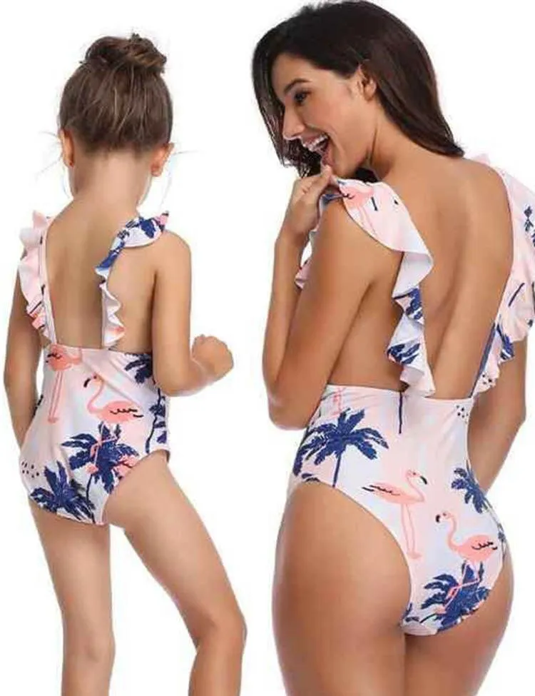 Flamingo Printed Family Matching Swim Suit - Image 2