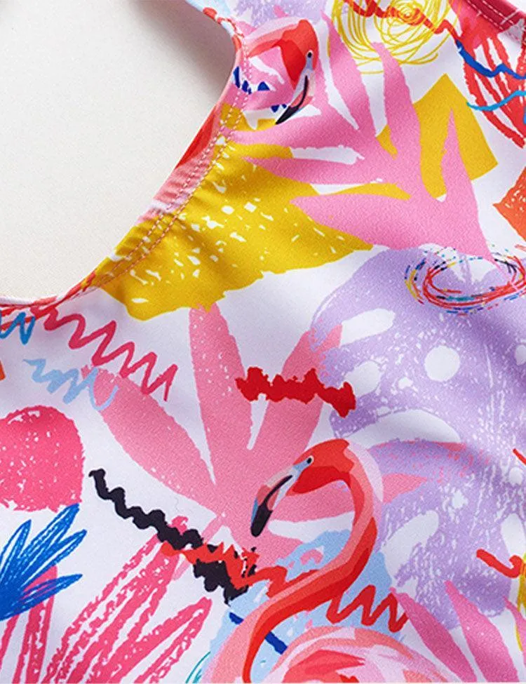Flamingo Printed One Piece Swimsuit - Image 4