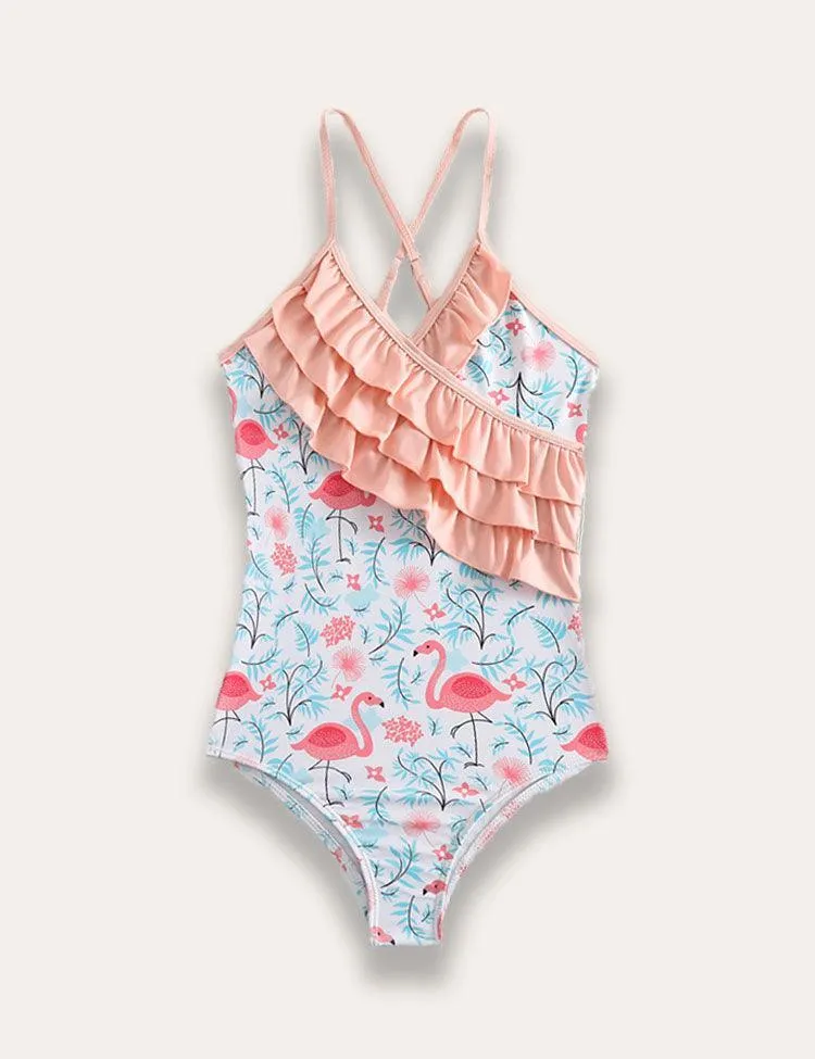 Flamingo Ruffled One-piece Swimsuit