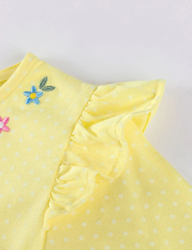 Floral Bunnies Appliqué Long Sleeve Dress - Image 3