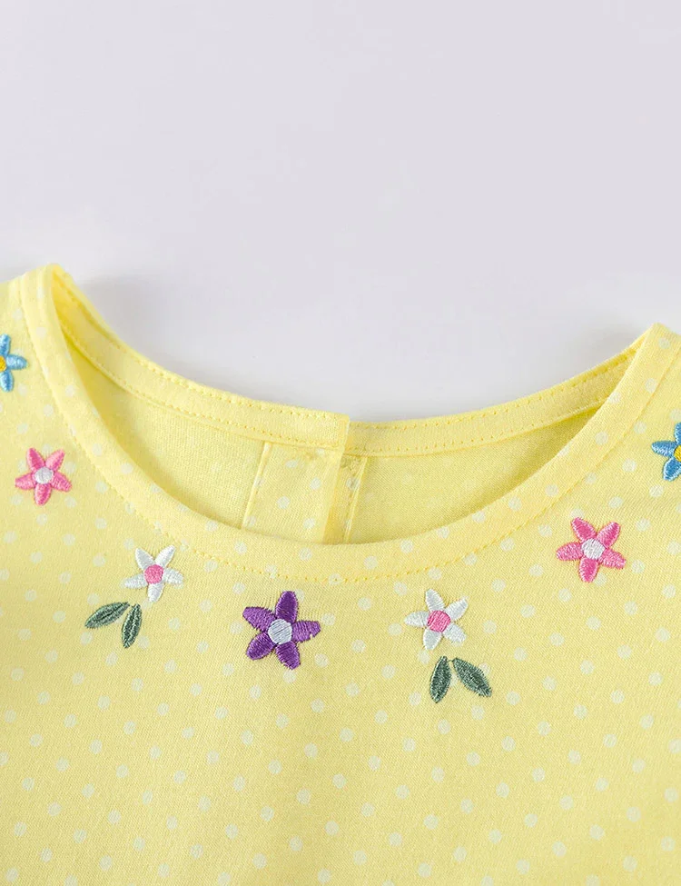 Floral Bunnies Appliqué Long Sleeve Dress - Image 4
