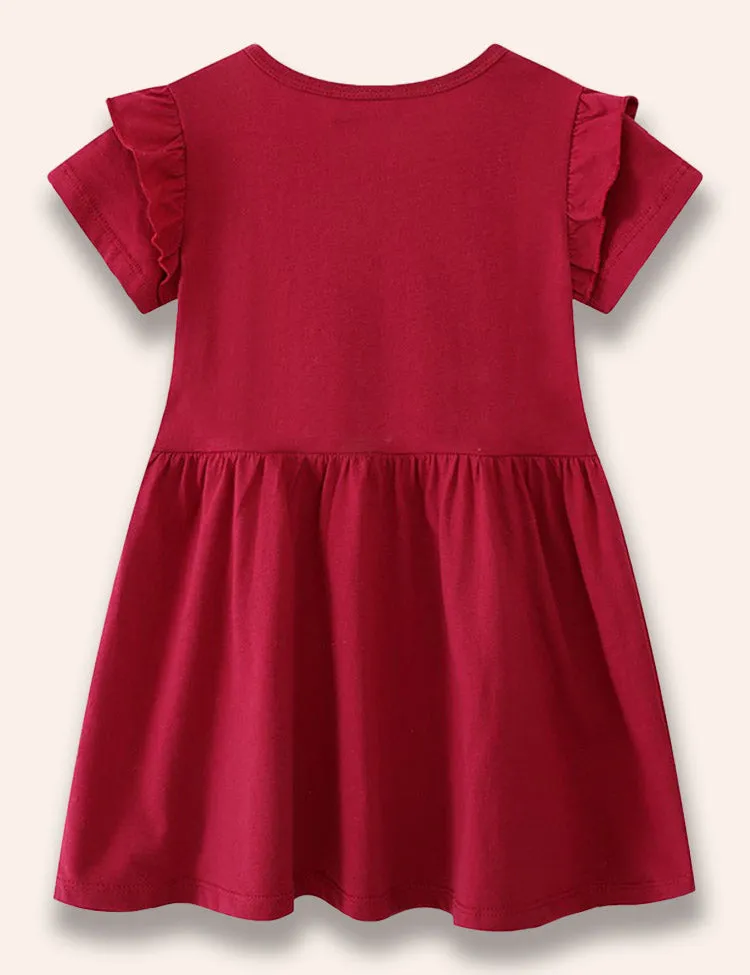 Floral Bunny Appliqué Ruffled Dress - Image 2