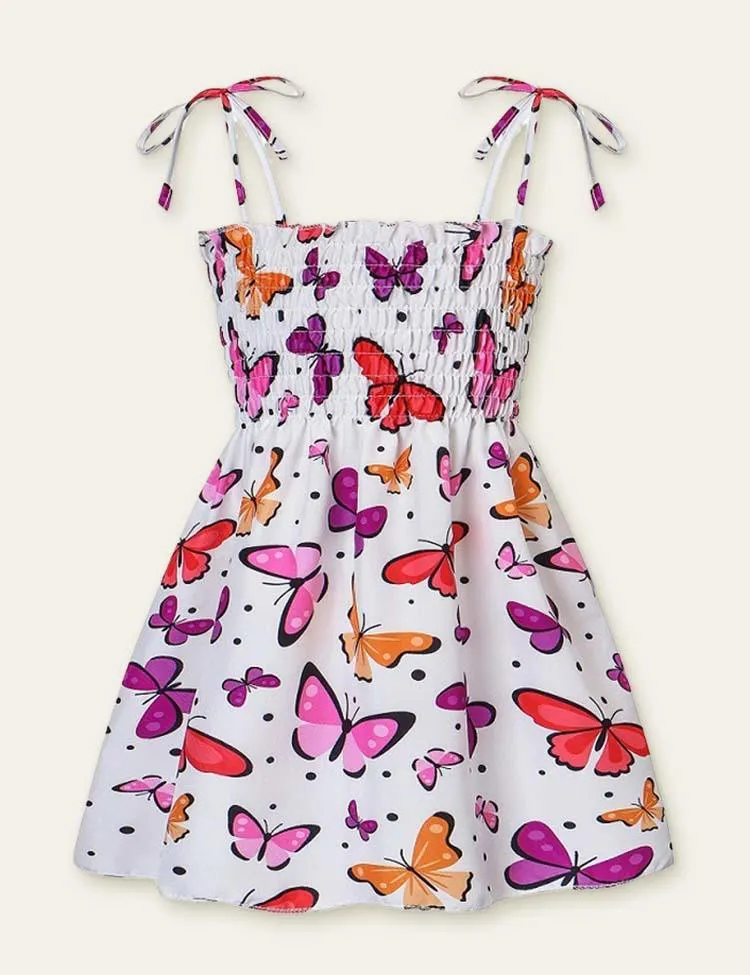 Today Only - Floral Butterfly Full Printed High Waist Spaghetti Strap Dress - Image 5