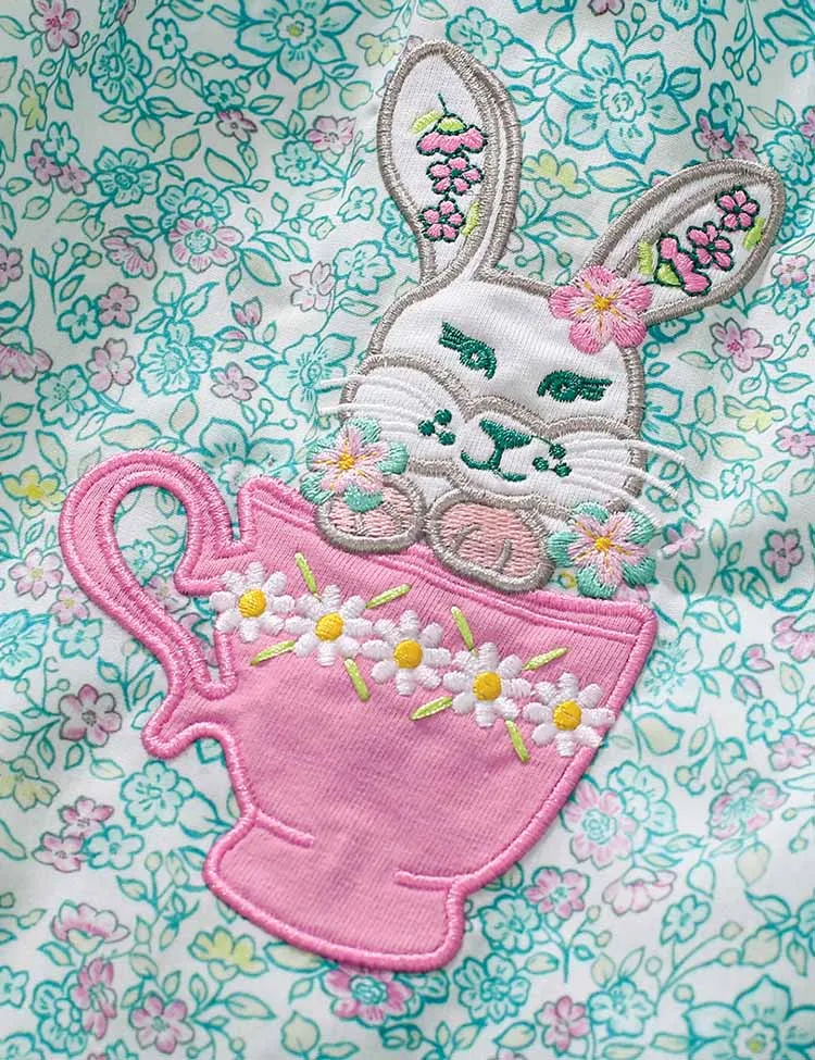 Floral Cup Bunny Appliqué Dress - Image 4