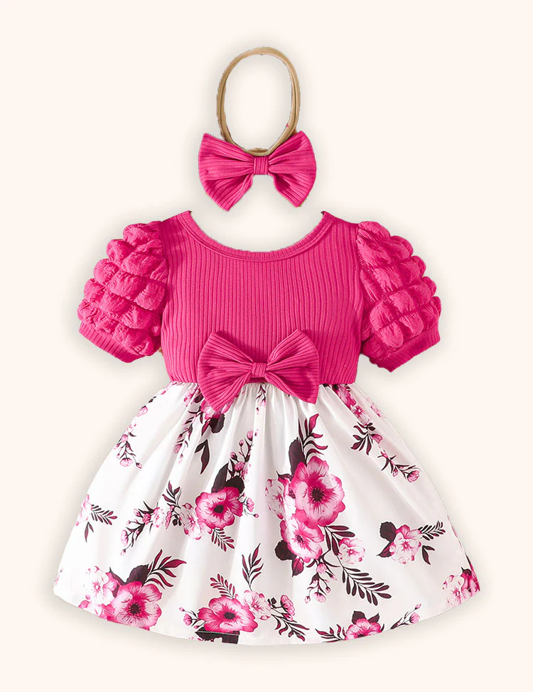 Floral Decorations with Bows Dress + Heaband - Image 3