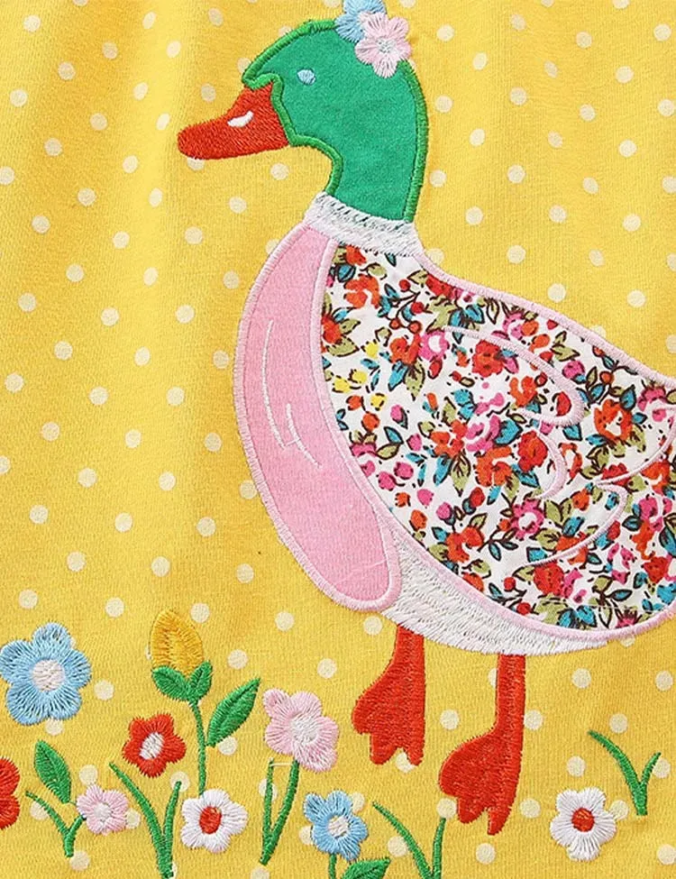 Floral Duck Appliqué Dotted Dress - Image 4