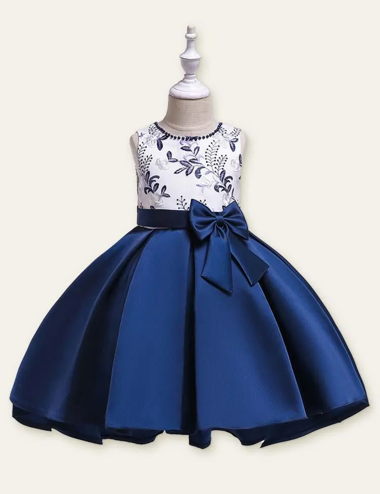Floral Embroidered Bow Party Dress - Image 3