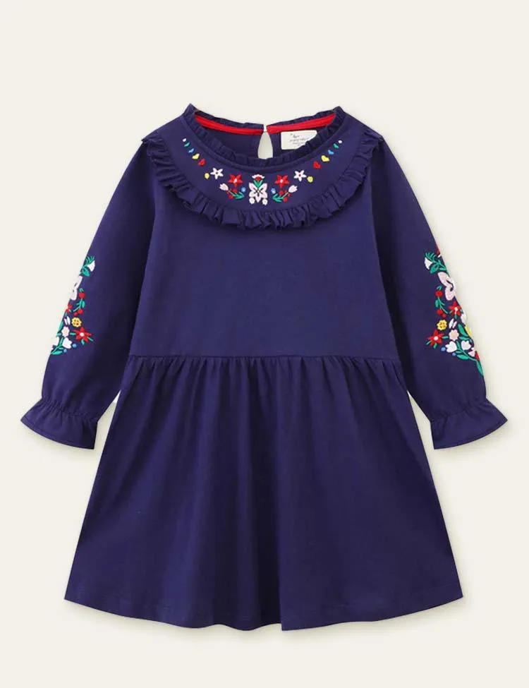 Floral Embroidered Long Sleeve Dress - Image 2