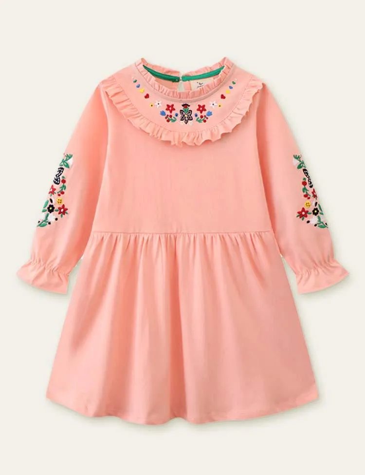 Floral Embroidered Long Sleeve Dress - Image 3