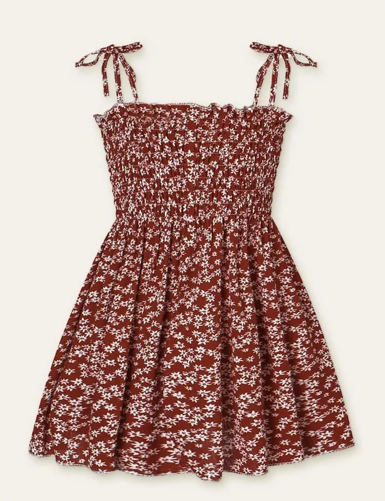 Floral Full Printed High Waist Spaghetti Strap Dress - Image 3