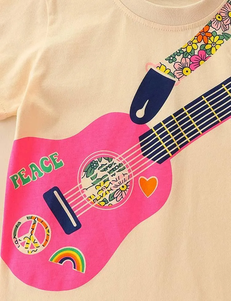 Floral Guitar Printed T-Shirt - Image 3