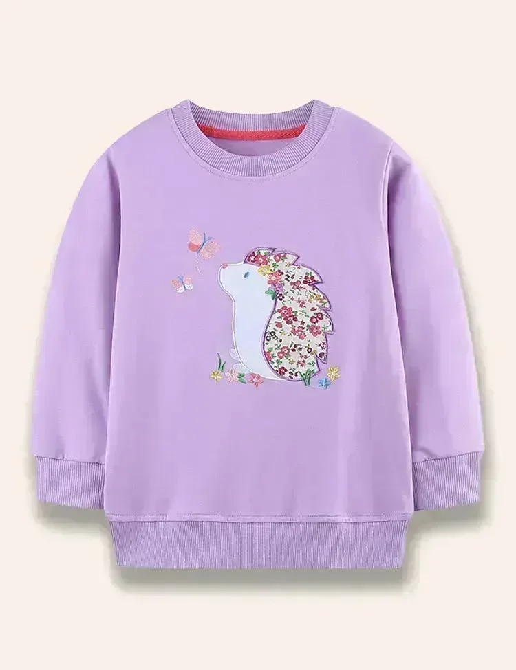 Floral Hedgehog Appliqué Sweatshirt