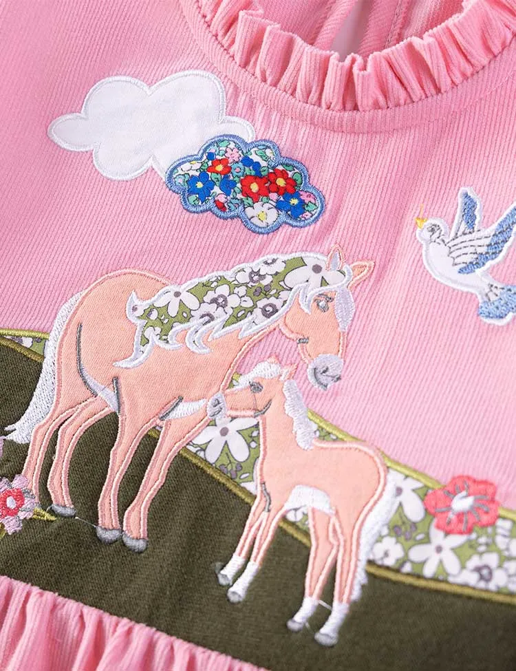 Floral Horse Appliqué Dress - Image 4