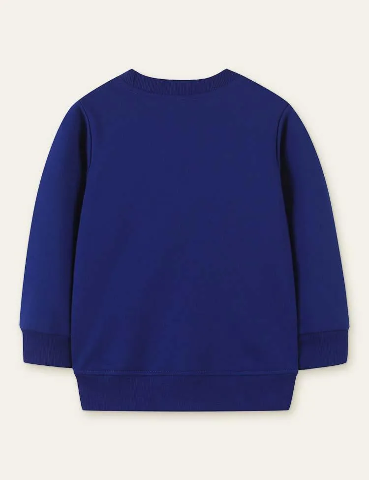 Floral Horse Appliqué Mushroom Embroidered Sweatshirt - Image 4