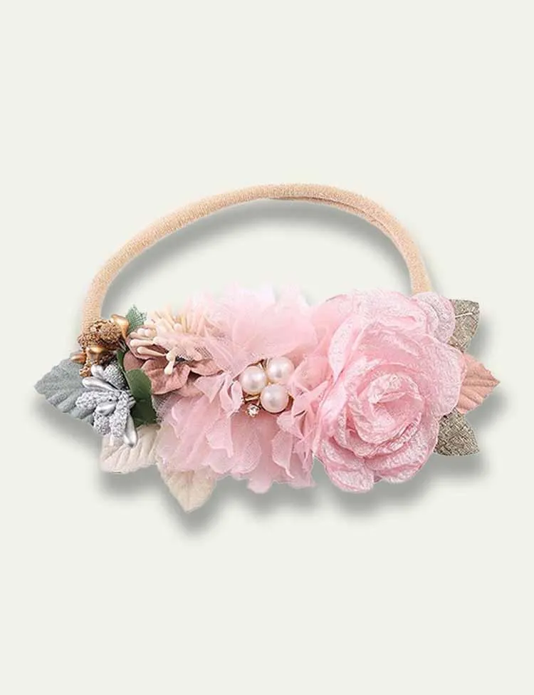Floral Pearl Tulle Headband - Image 4