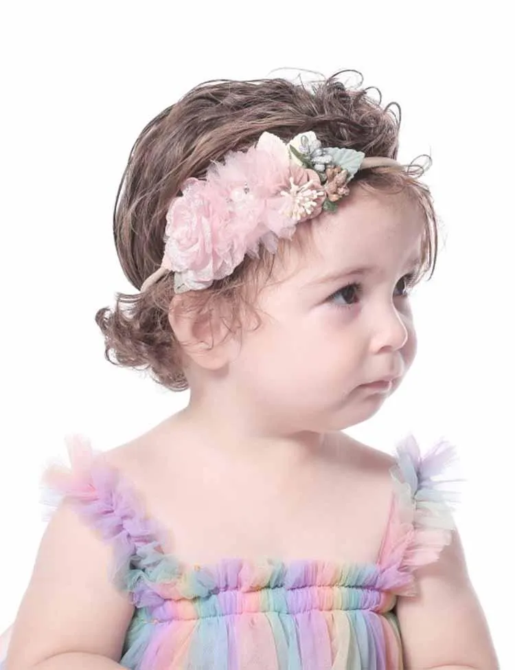 Floral Pearl Tulle Headband - Image 5