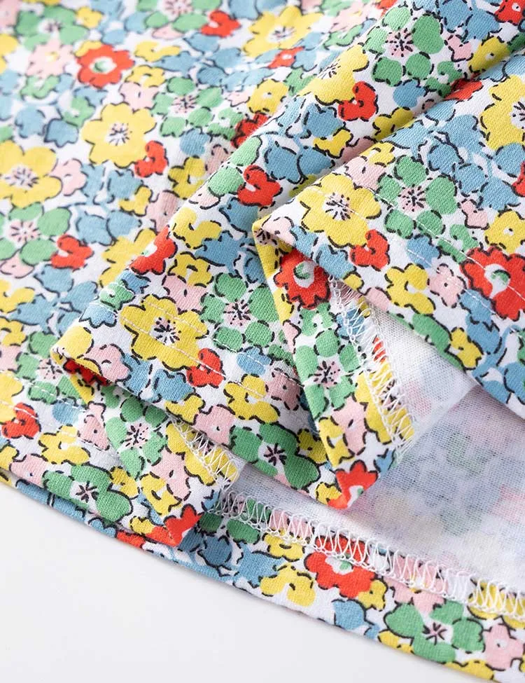 Floral Print Long-sleeved Cotton Dress - Image 3