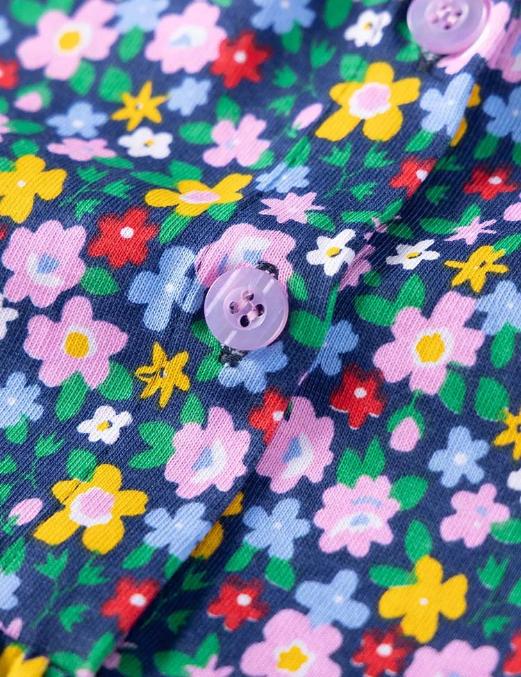 Floral Print Long-sleeved Cotton Dress - Image 2