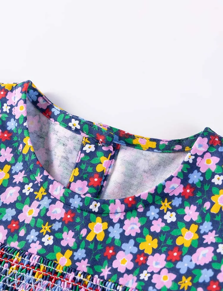 Floral Print Long-sleeved Cotton Dress - Image 3