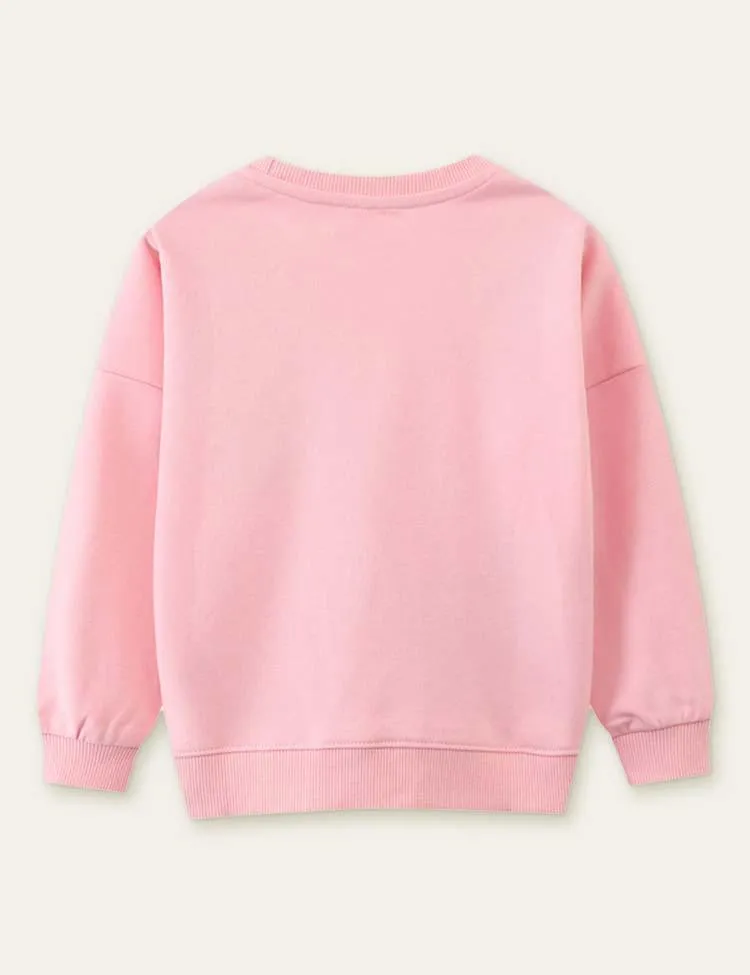 Floral Rabbit Butterfly Appliqué Sweatshirt - Image 3