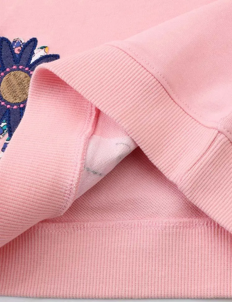 Floral Rabbit Butterfly Appliqué Sweatshirt - Image 4