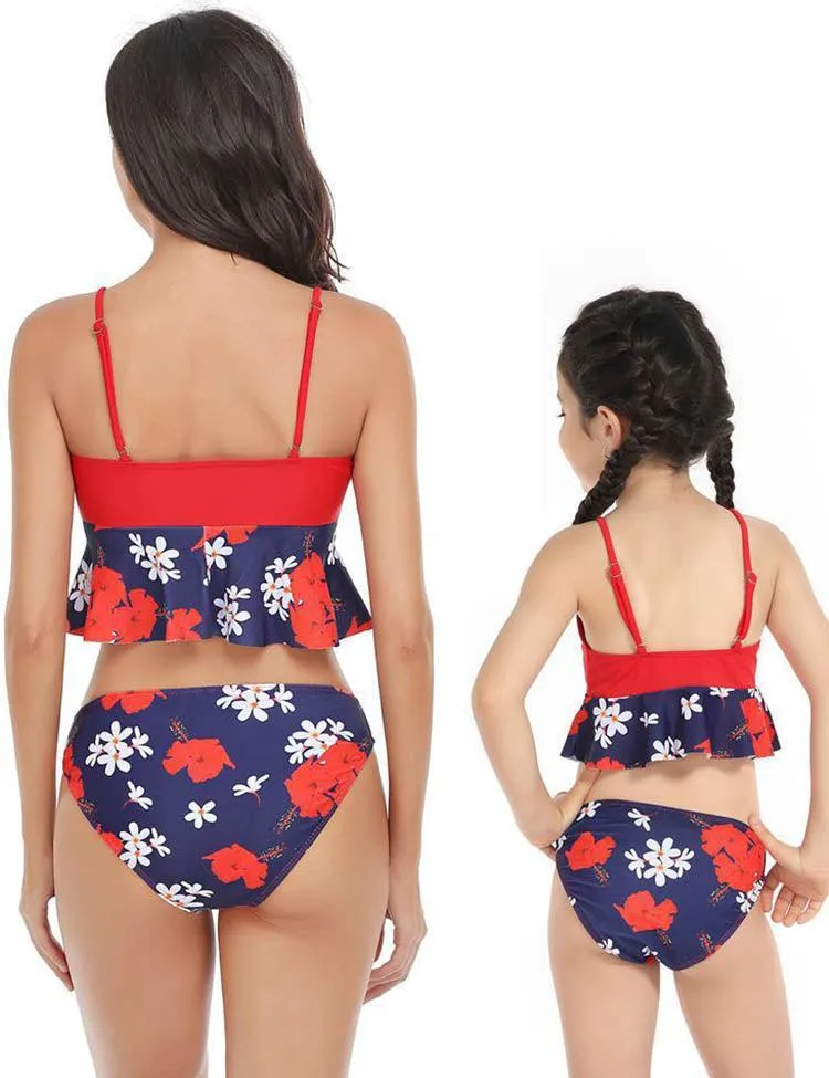 Floral Ruffled Family Matching Swim Suit - Image 2