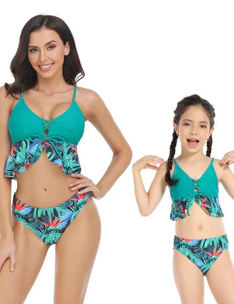 Floral Ruffled Family Matching Swim Suit - Image 4