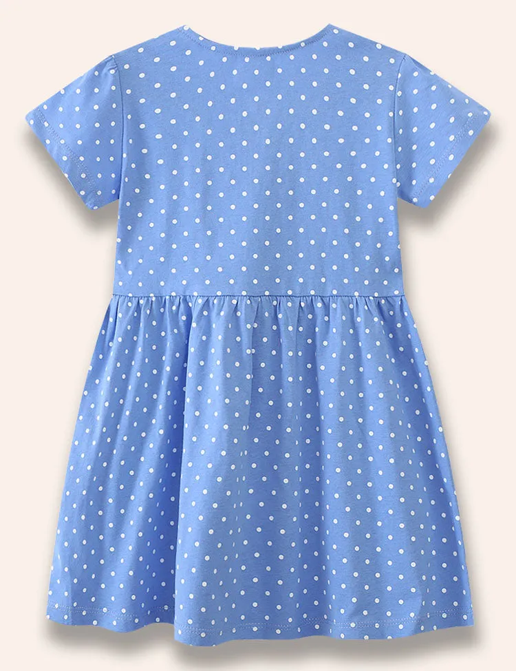 Floral Swam Appliqué Dotted Dress - Image 2