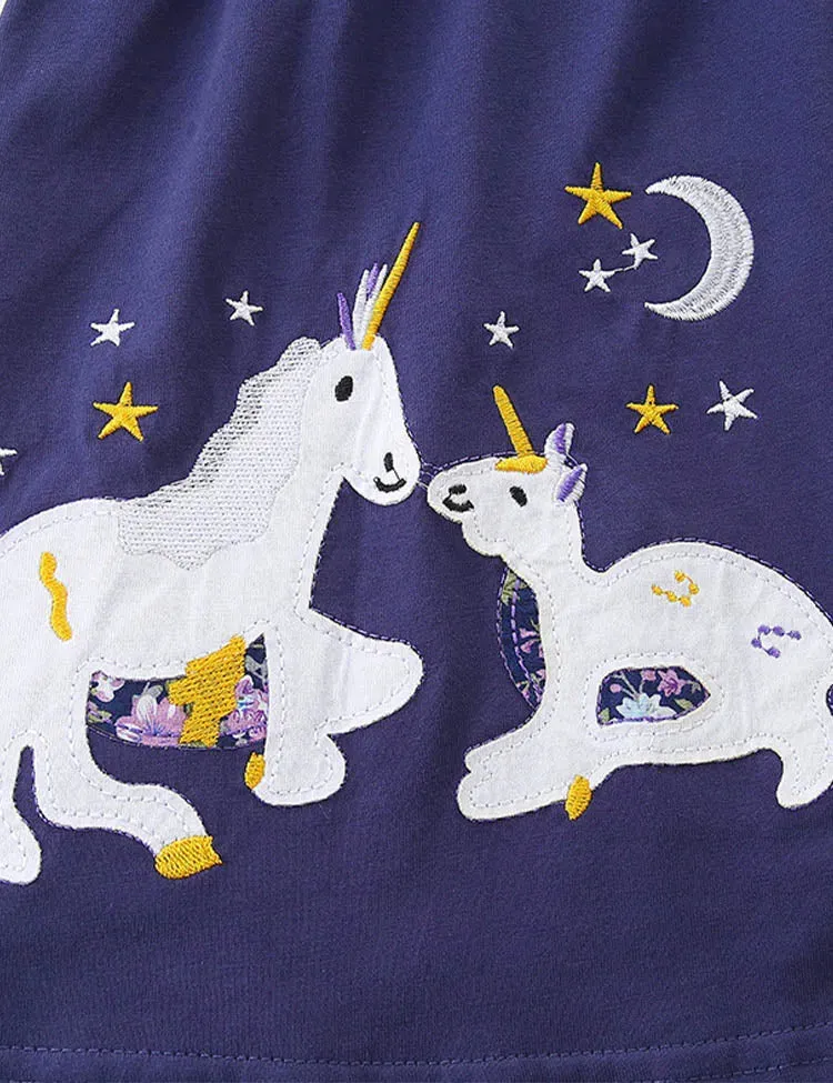 Floral Unicorn Appliqué Dress - Image 2