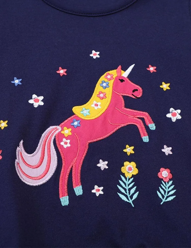 Floral Unicorn Appliqué Dress - Image 2