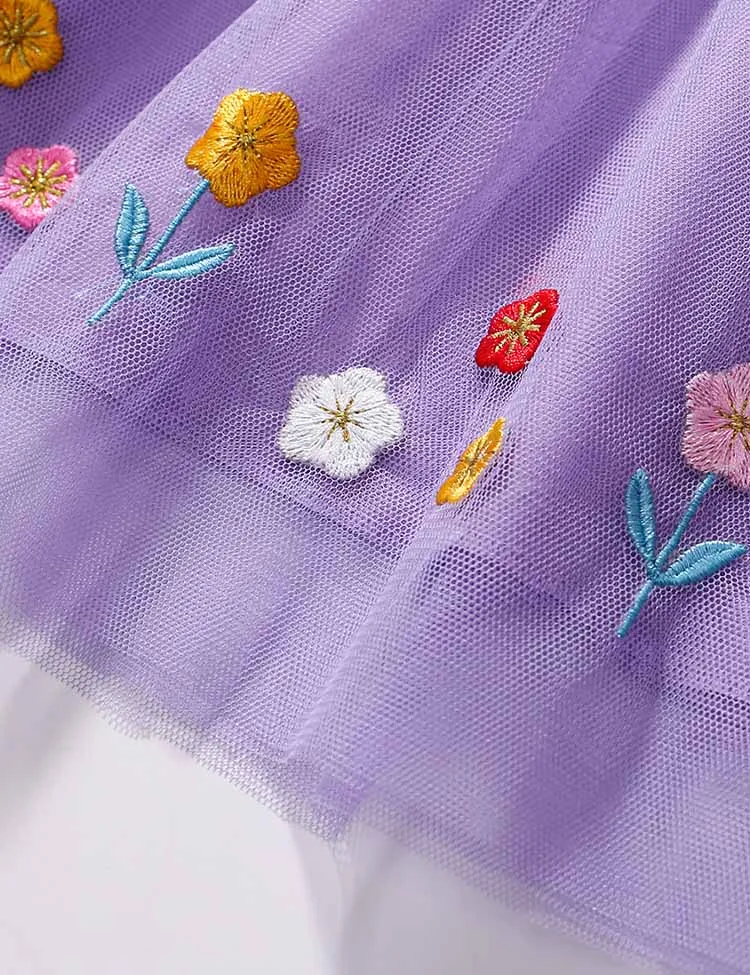 Floral Unicorn Appliqué Tulle Dress - Image 3