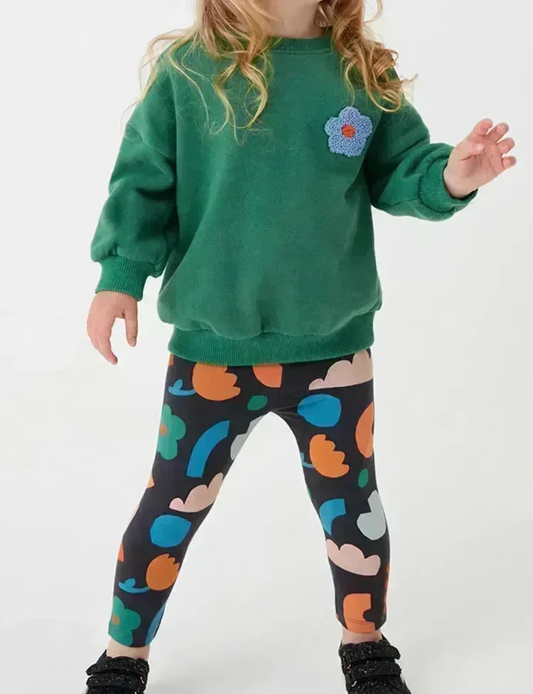 Flower Appliqué Sweatshirt Set - Image 2