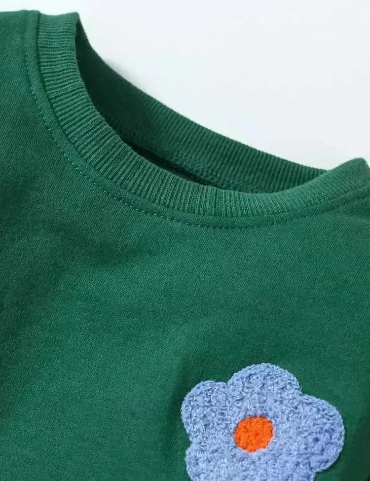 Flower Appliqué Sweatshirt Set - Image 3
