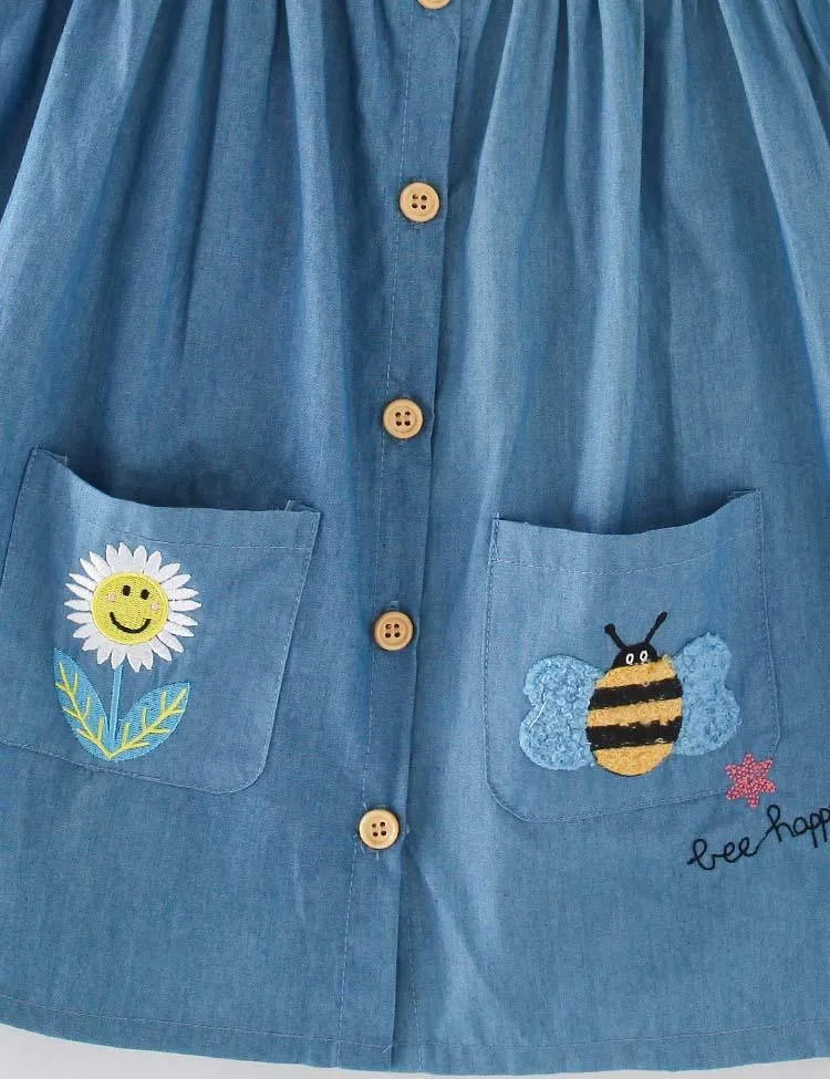 Flower Bee Embroidered Dress - Image 2
