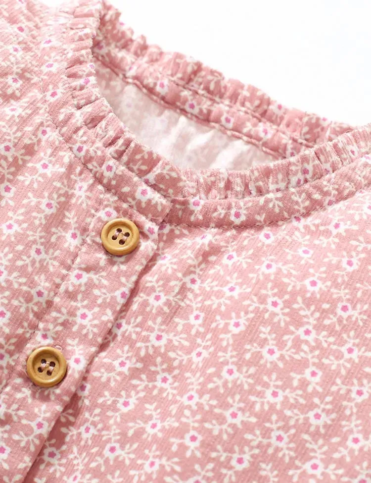 Flower Dotted Long Sleeve Ruffled Dress - Image 2