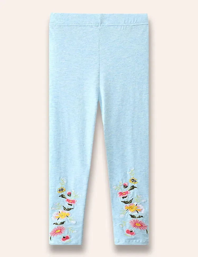 Flower Embroidered Leggings