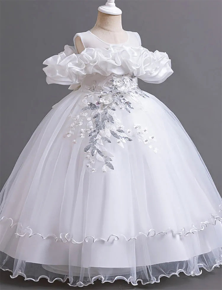 Flower Embroidered Long Princess Dress - Image 3