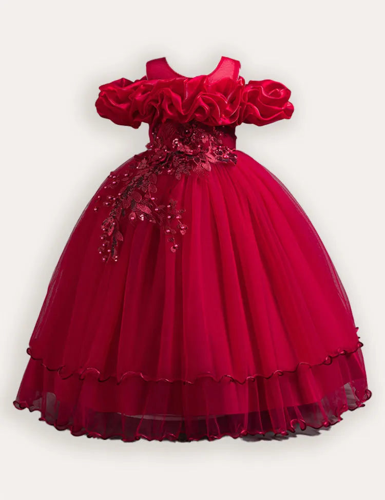 Flower Embroidered Long Princess Dress - Image 6