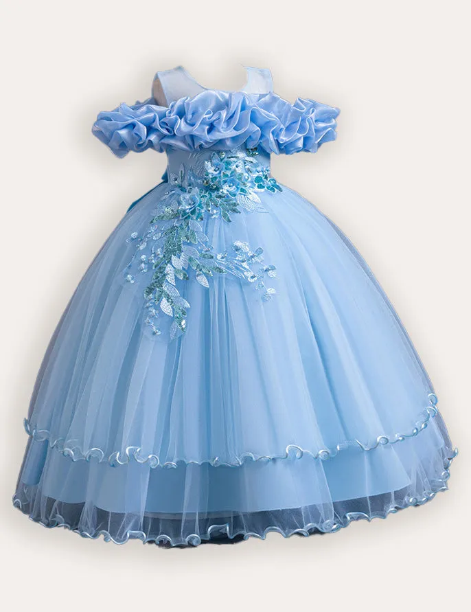 Flower Embroidered Long Princess Dress - Image 8