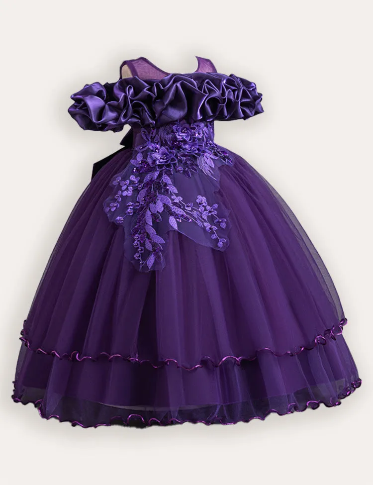Flower Embroidered Long Princess Dress - Image 9
