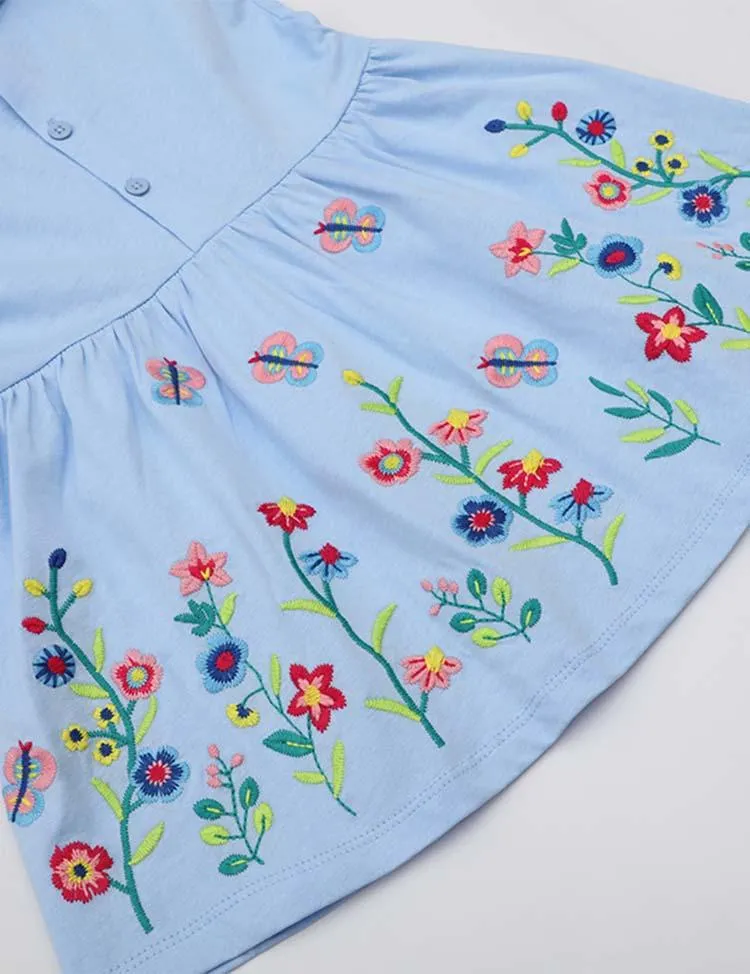 Flower Embroidered Long Sleeve Dress - Image 3