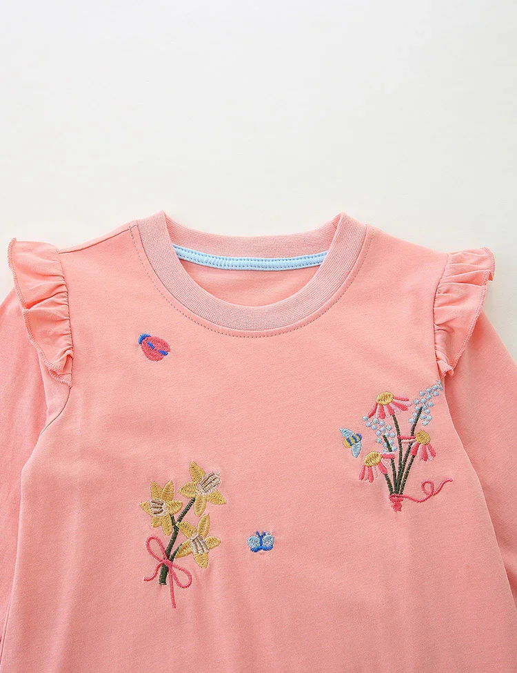 Flower Embroidered Long-sleeved Dress - Image 2