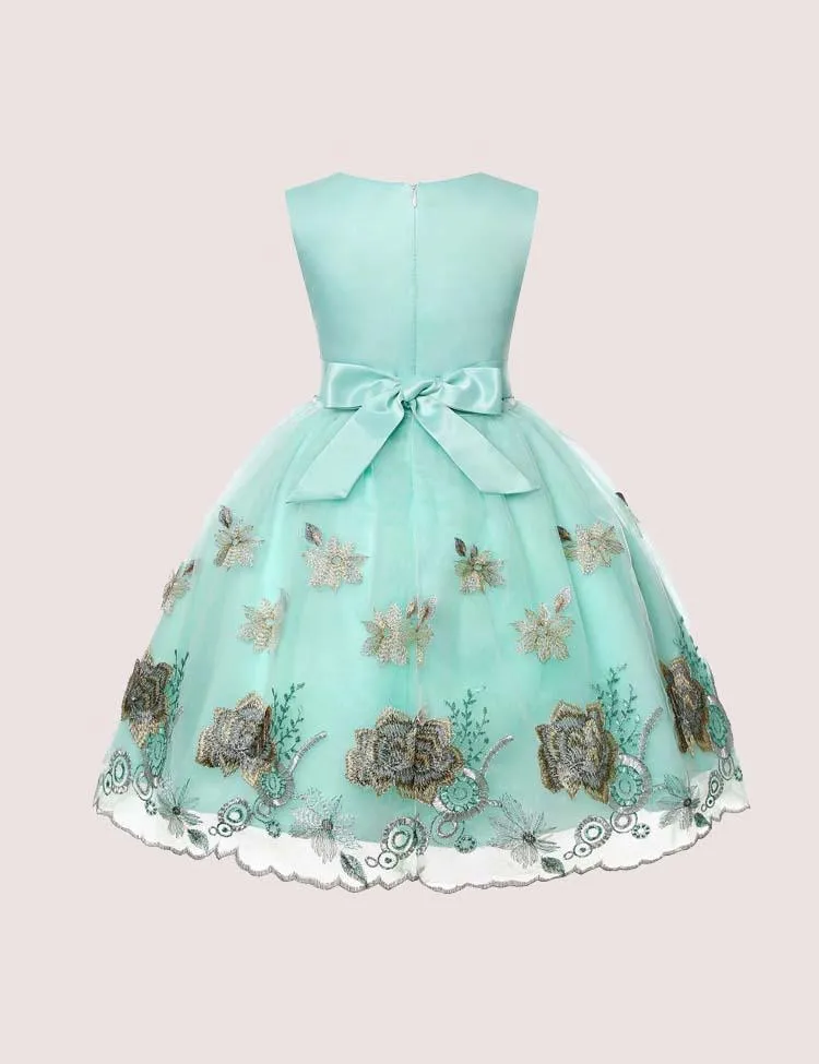 Flower Embroidered Mesh Party Dress - Image 2