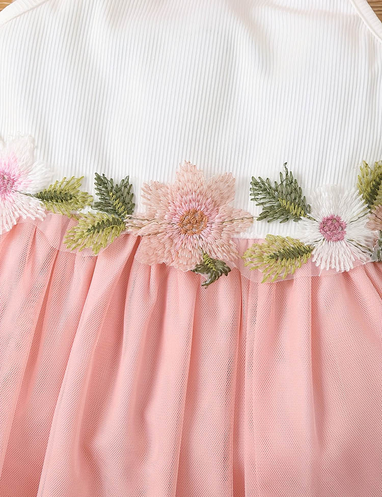 Flower Embroidered Tulle Dress + Knitted Coat Set - Image 11