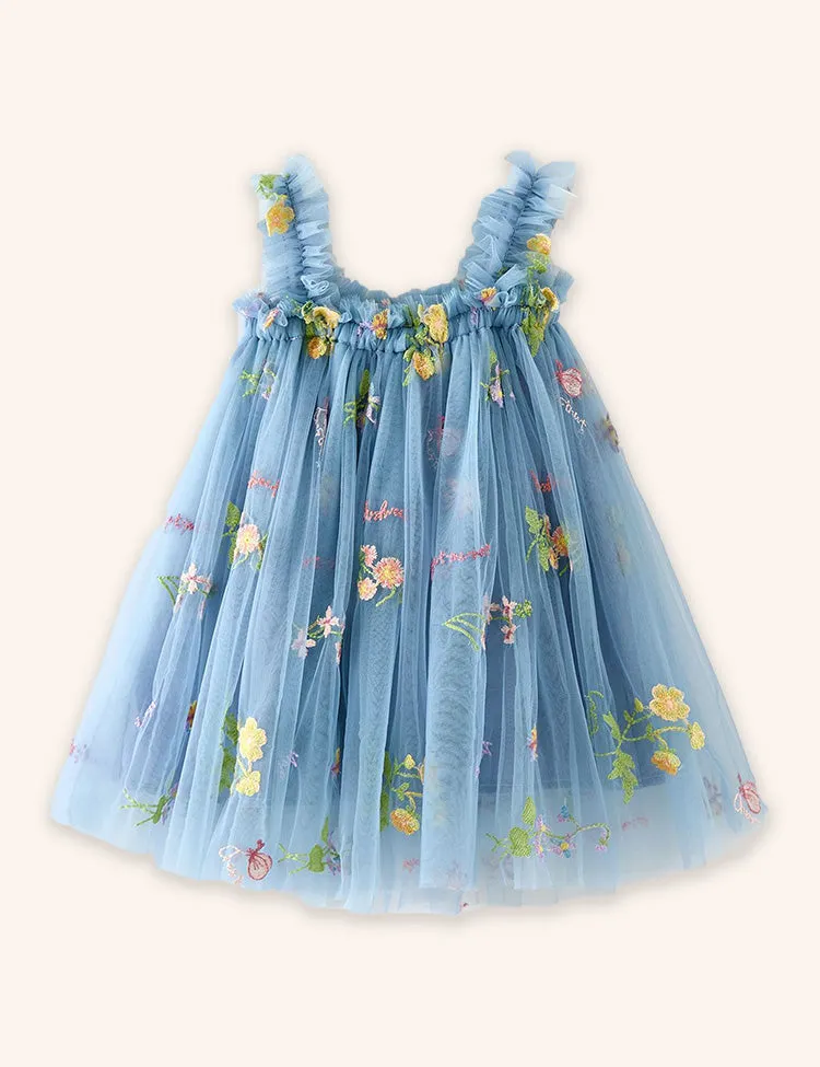 Flower Embroidery Tulle Dress - Image 3