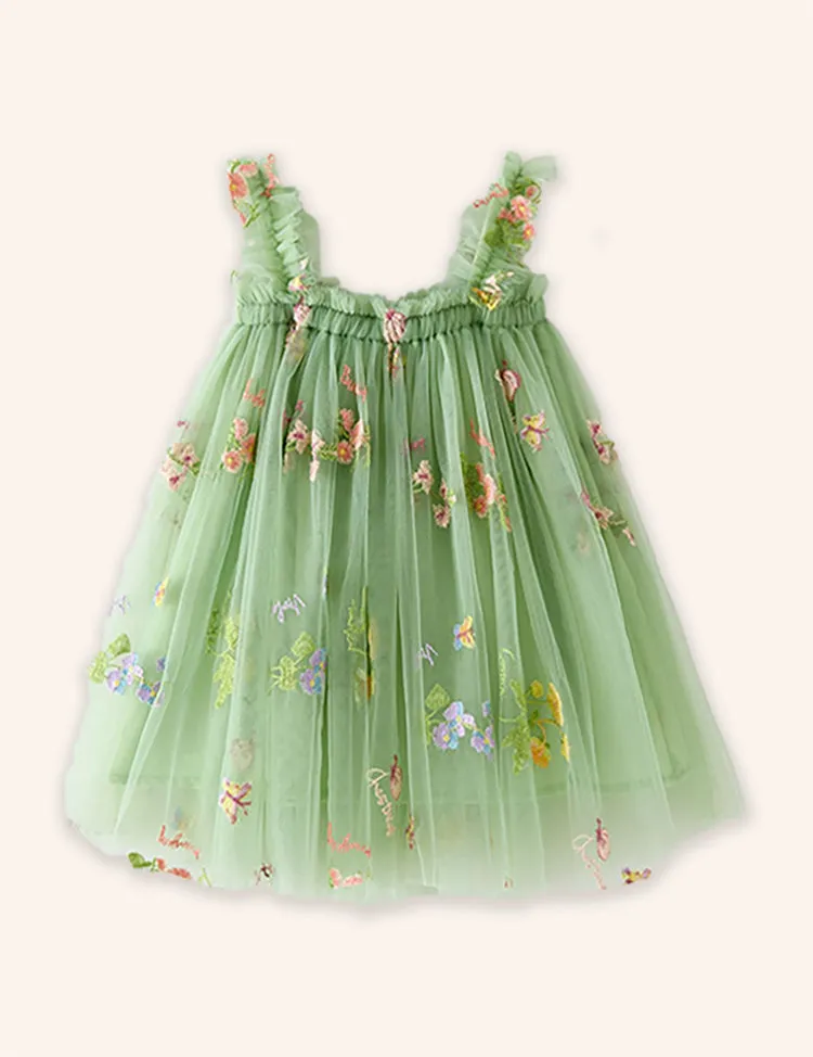 Flower Embroidery Tulle Dress - Image 5