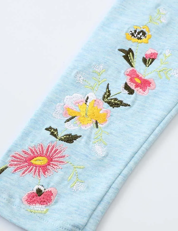 Flower Embroidery Leggings - Image 3